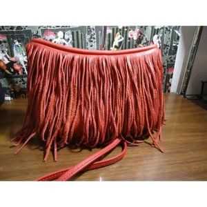 NWOT Hobo Intl Leather Wilder Scarlet Red Fringed Crossbody Pebbled Leat…